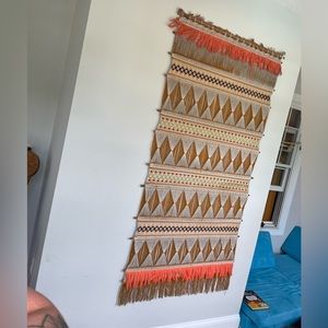 Vintage MCM Extra Large Handmade Woven Yarn Textile Wall Hanging Decor